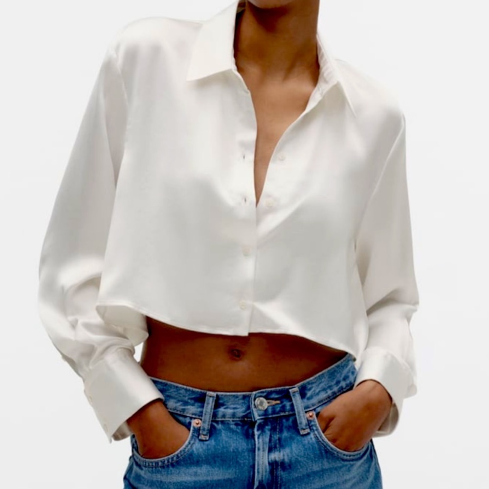 BRAND NEW w/tags Zara Satin Cropped Top